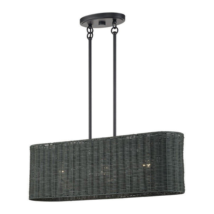 Livex Weavington 3Lt 30"L Linear Chandelier/RD, Black/Charred Gray