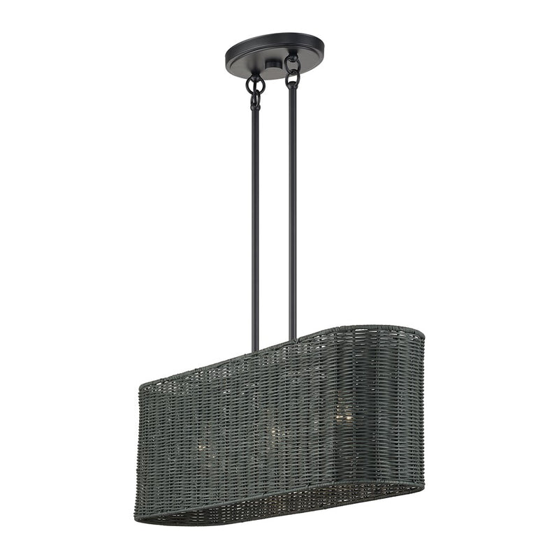 Livex Weavington 3Lt 30"L Linear Chandelier/RD, Black/Charred Gray