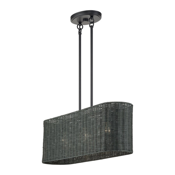 Livex Weavington 3Lt 30"L Linear Chandelier/RD, Black/Charred Gray