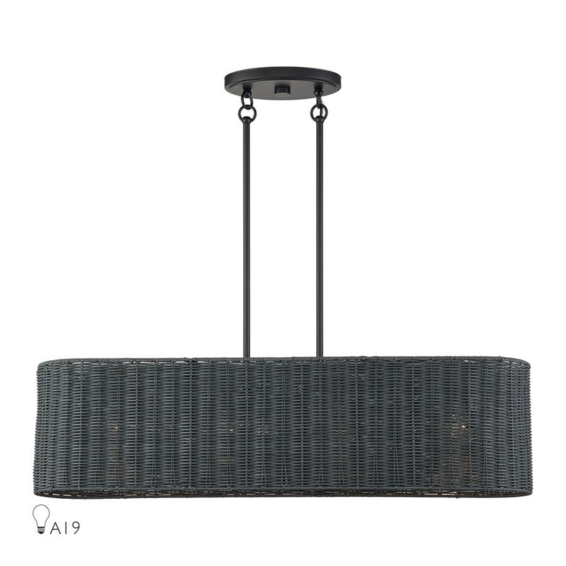 Livex Weavington 4Lt Linear Chandelier, Black/Charred Gray - 60556-04