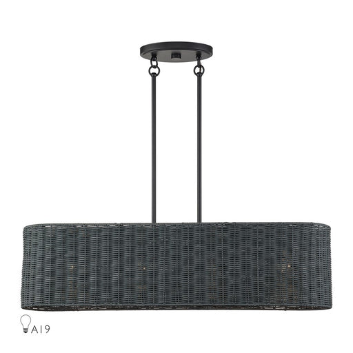 Livex Weavington 4Lt Linear Chandelier, Black/Charred Gray - 60556-04