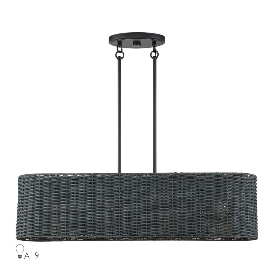 Livex Weavington 4Lt Linear Chandelier, Black/Charred Gray - 60556-04