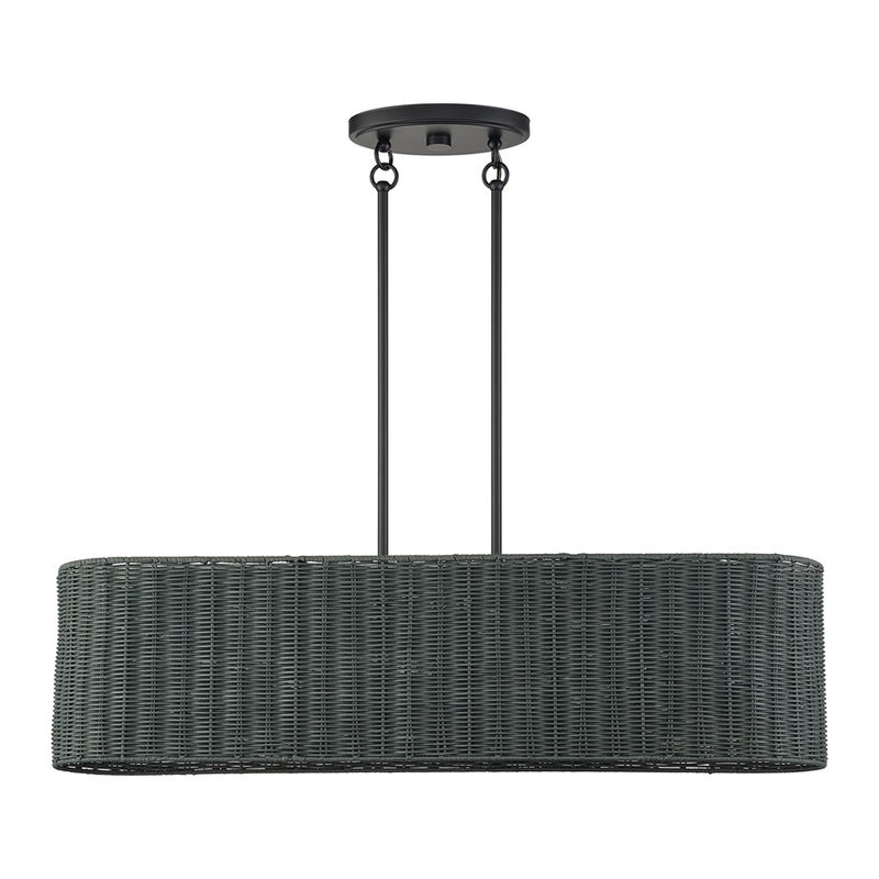 Livex Weavington 4Lt Linear Chandelier, Black/Charred Gray