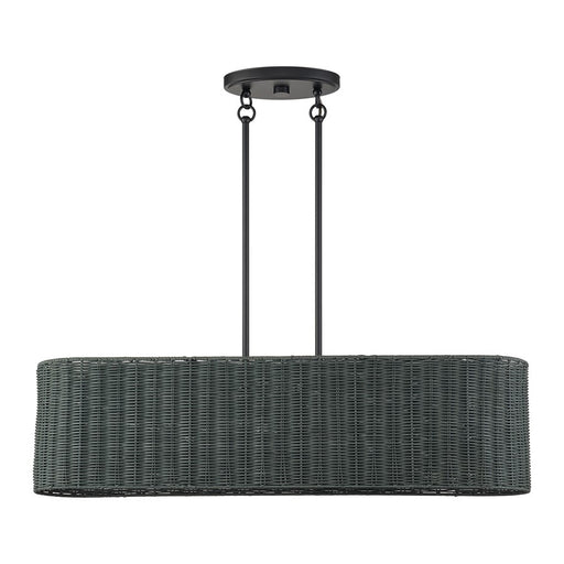 Livex Weavington 4Lt Linear Chandelier, Black/Charred Gray