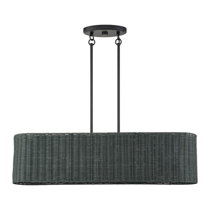 Livex Weavington 4Lt Linear Chandelier, Black/Charred Gray