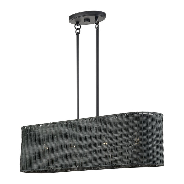 Livex Weavington 4Lt Linear Chandelier, Black/Charred Gray