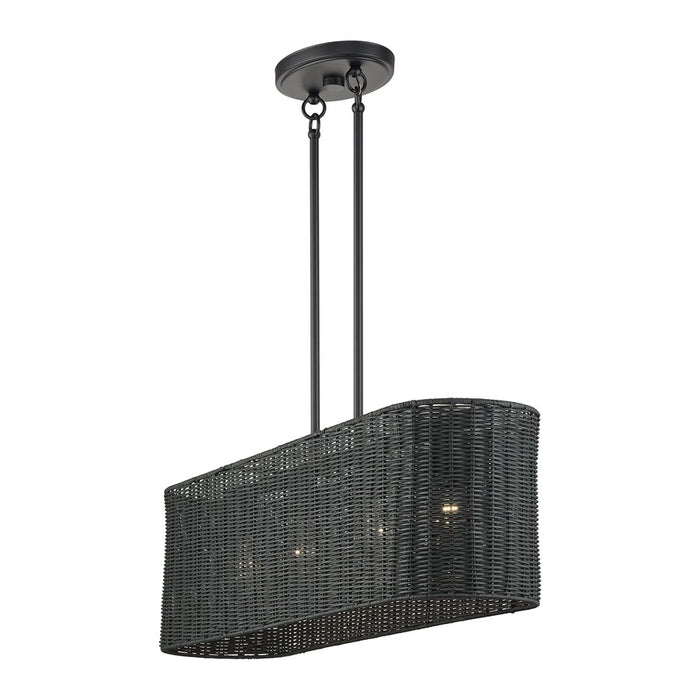 Livex Weavington 4Lt Linear Chandelier, Black/Charred Gray