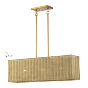 Livex Weavington 3Lt 30"L Linear Chandelier, Gold/Rustic Walnut - 60582-48