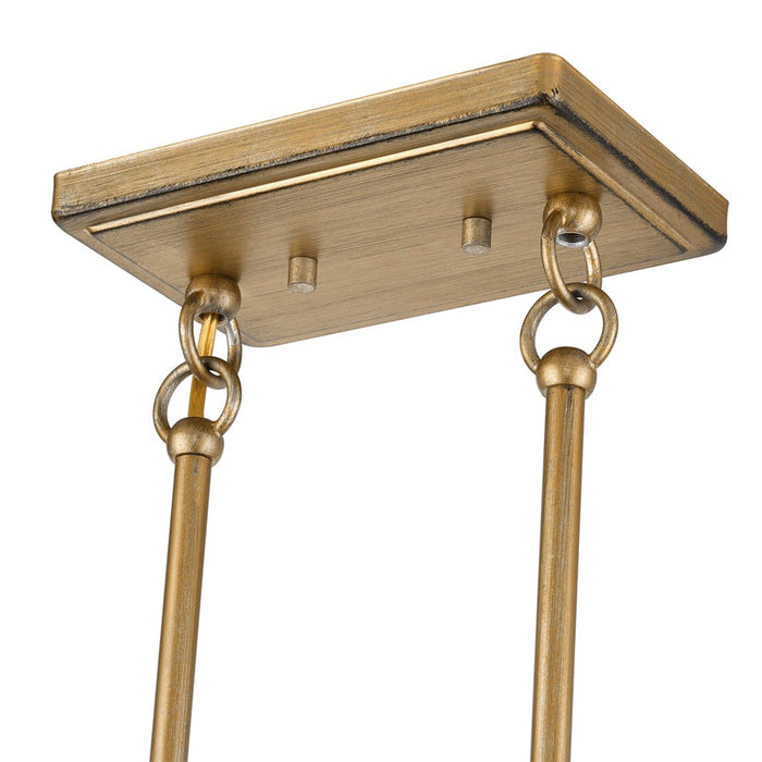 Livex Weavington 3Lt 30"L Linear Chandelier, Gold/Rustic Walnut