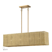 Livex Weavington 4Lt 36"L Linear Chandelier, Gold/Rustic Walnut - 60583-48