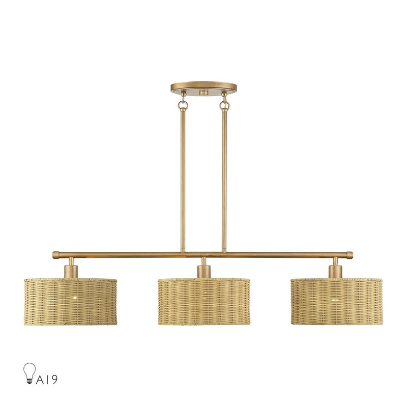 Livex Weavington 3Lt Extra Large Chandelier, Gold/Rustic Walnut - 60585-48