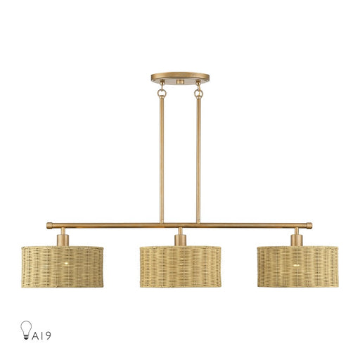 Livex Weavington 3Lt Extra Large Chandelier, Gold/Rustic Walnut - 60585-48