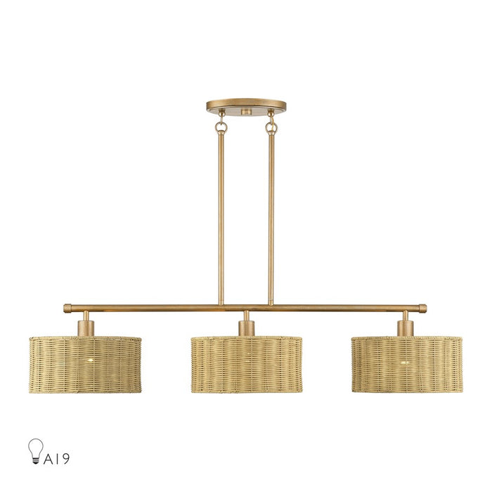 Livex Weavington 3Lt Extra Large Chandelier, Gold/Rustic Walnut - 60585-48