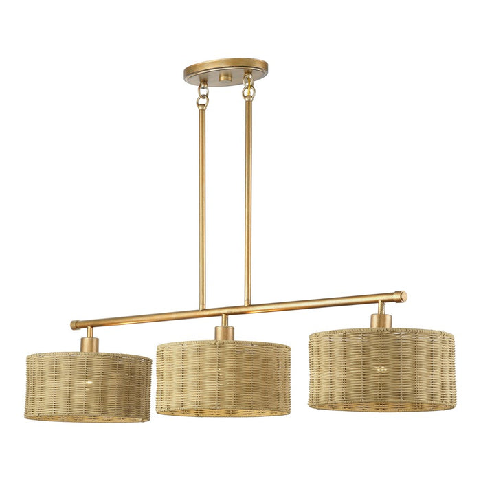 Livex Weavington 3Lt Extra Large Chandelier, Gold/Rustic Walnut