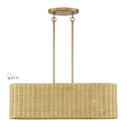 Livex Weavington 3Lt Medium Linear Chandelier, Gold/Rustic Walnut - 60586-48