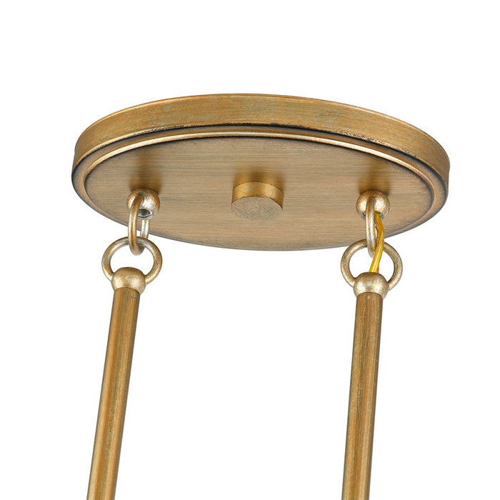 Livex Weavington 4Lt Large Linear Chandelier, Gold/Rustic Walnut