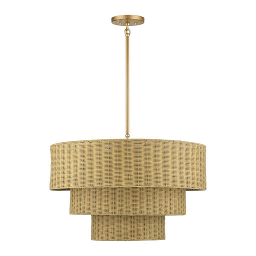 Livex Weavington 6Lt Large Pendant Chandelier, Gold/Rustic Walnut
