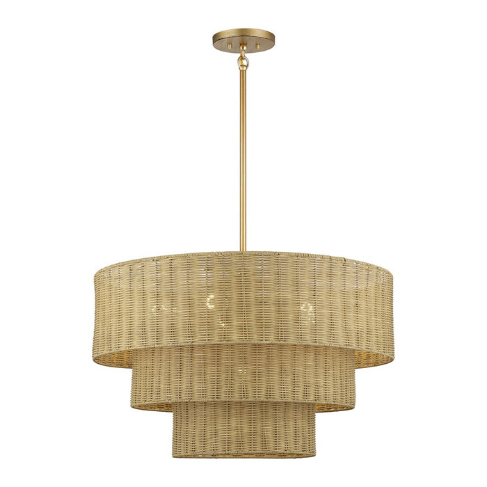 Livex Weavington 6Lt Large Pendant Chandelier, Gold/Rustic Walnut