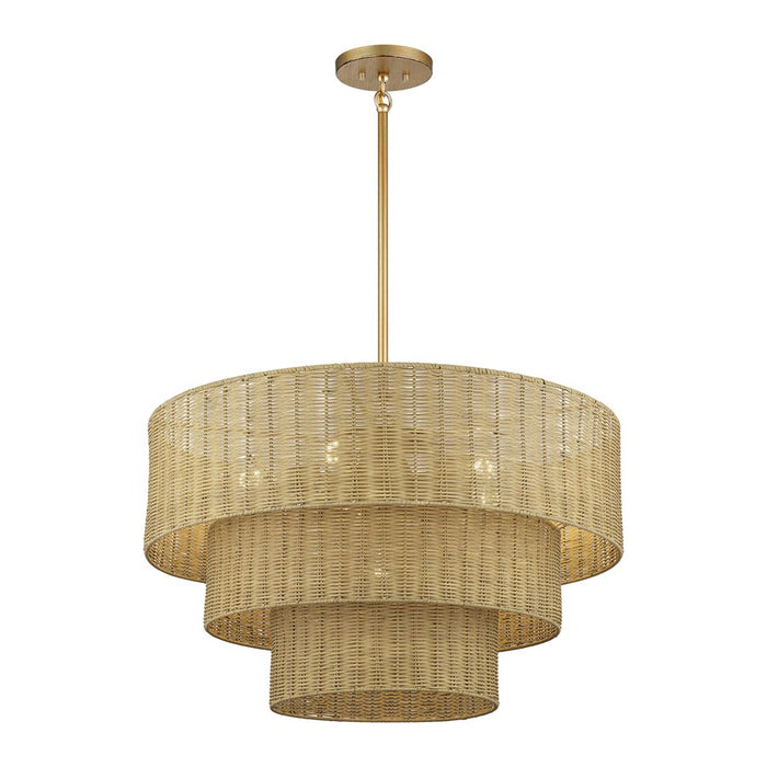 Livex Weavington 6Lt Large Pendant Chandelier, Gold/Rustic Walnut
