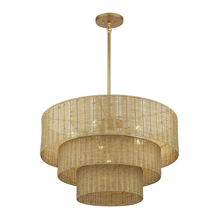 Livex Weavington 6Lt Large Pendant Chandelier, Gold/Rustic Walnut
