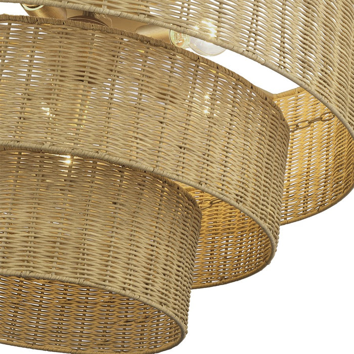 Livex Weavington 6Lt Large Pendant Chandelier, Gold/Rustic Walnut