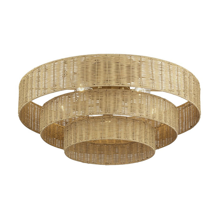Livex Weavington 5Lt Extra Large Semi-Flush, Gold/Rustic Walnut