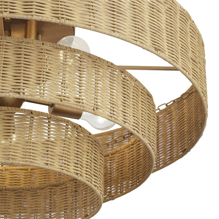 Livex Weavington 5Lt Extra Large Semi-Flush, Gold/Rustic Walnut