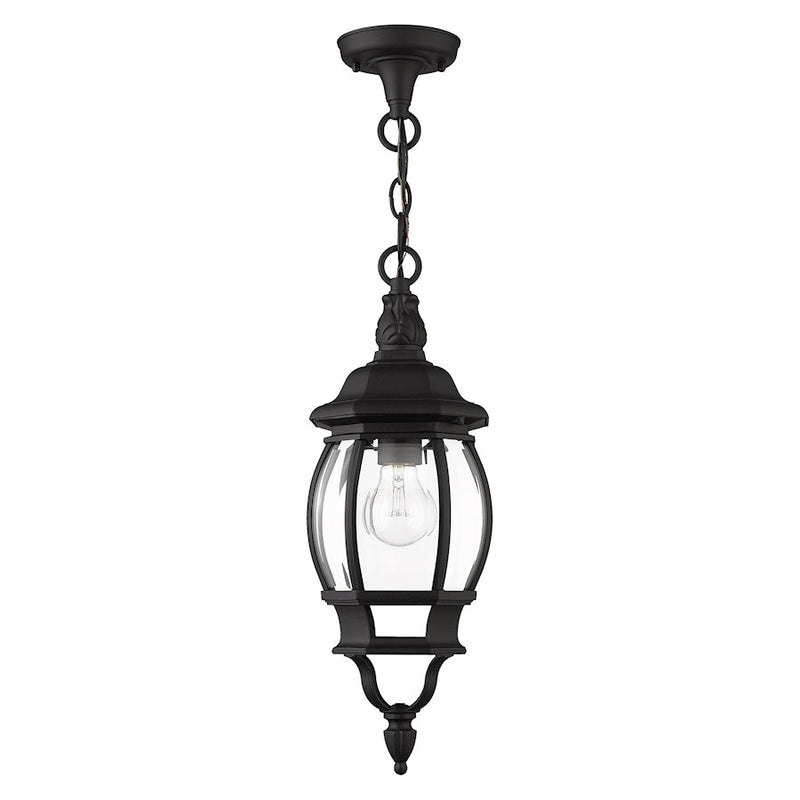 Livex Frontenac 1 Light Outdoor Pendant Lantern, Textured Black