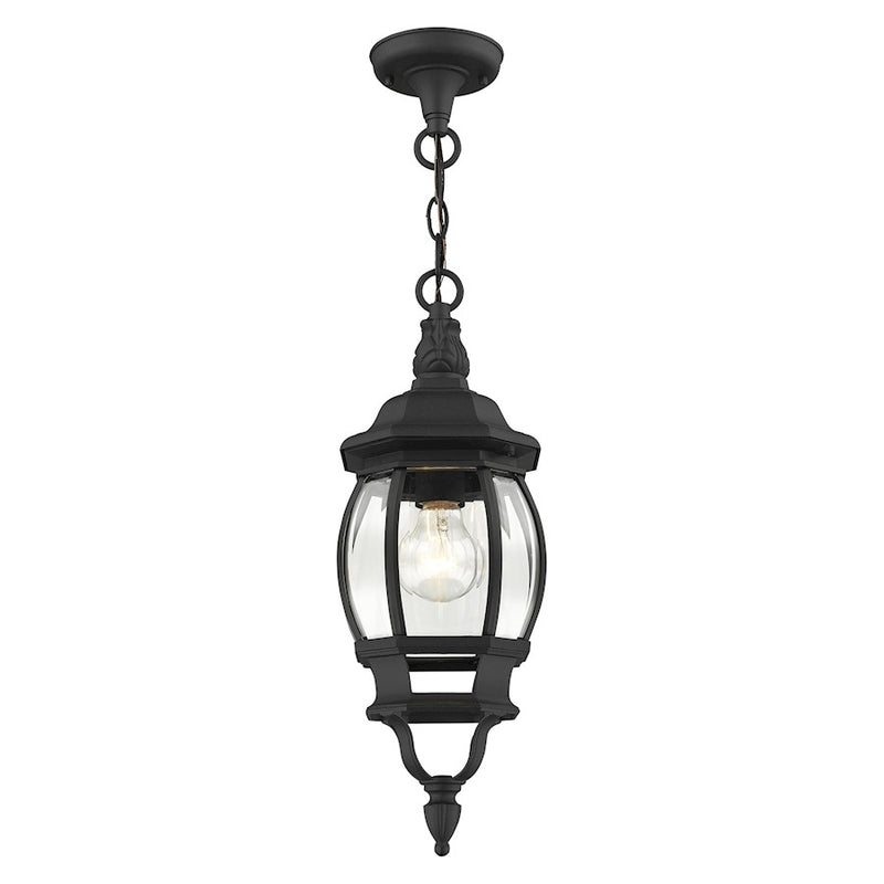 Livex Frontenac 1 Light Outdoor Pendant Lantern, Textured Black
