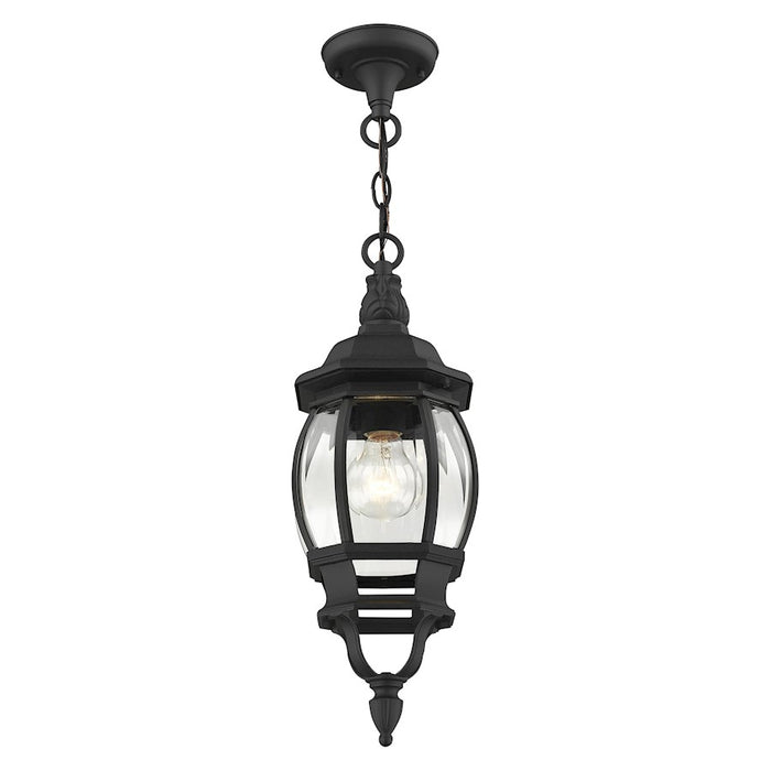 Livex Frontenac 1 Light Outdoor Pendant Lantern, Textured Black