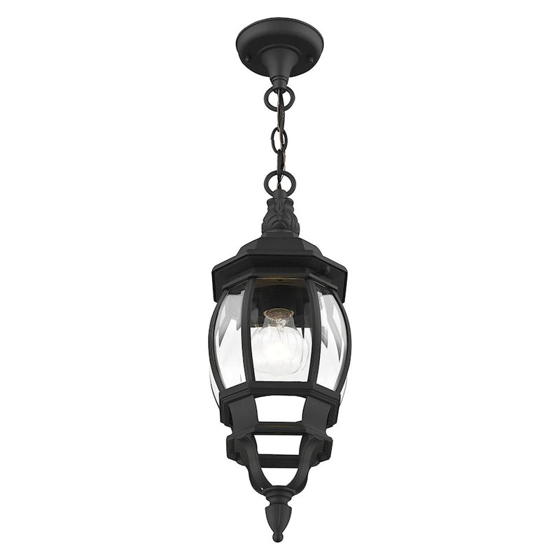Livex Frontenac 1 Light Outdoor Pendant Lantern, Textured Black