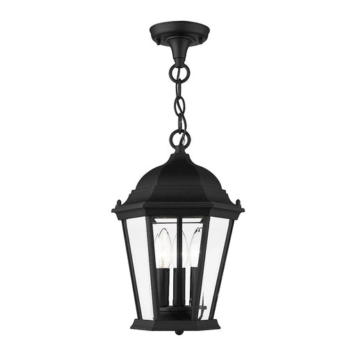 Livex Hamilton 3 Light Outdoor Pendant Lantern, Textured Black
