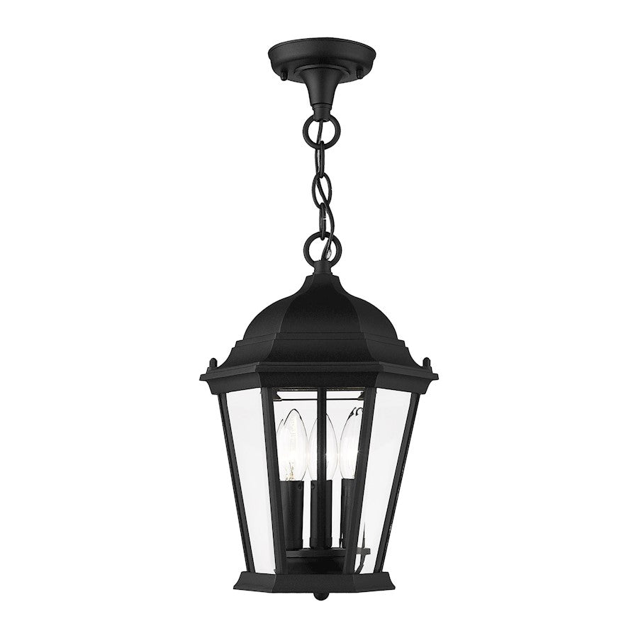 Livex Hamilton 3 Light Outdoor Pendant Lantern, Textured Black