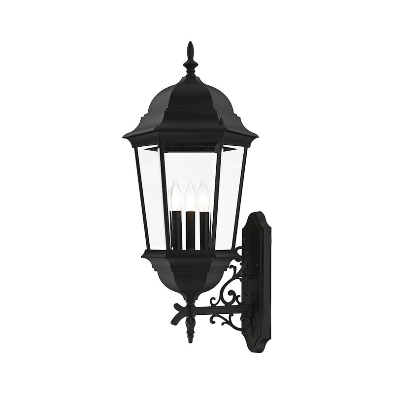 Livex Hamilton 3 Light Large Outdoor Wall Lantern, Textured Black