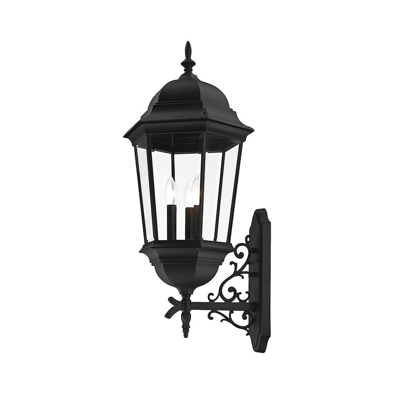 Livex Hamilton 3 Light Large Outdoor Wall Lantern, Textured Black