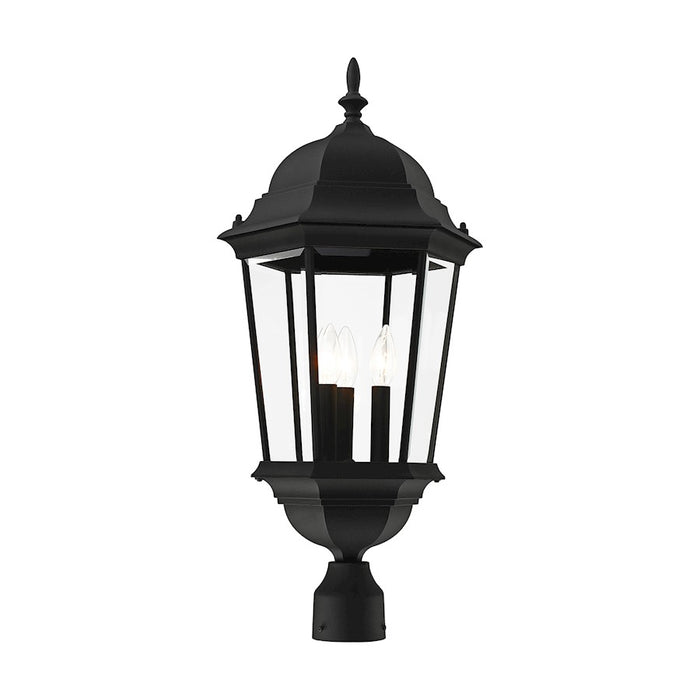 Livex Hamilton 3 Light Large Outdoor Post Top Lantern, Textured Black