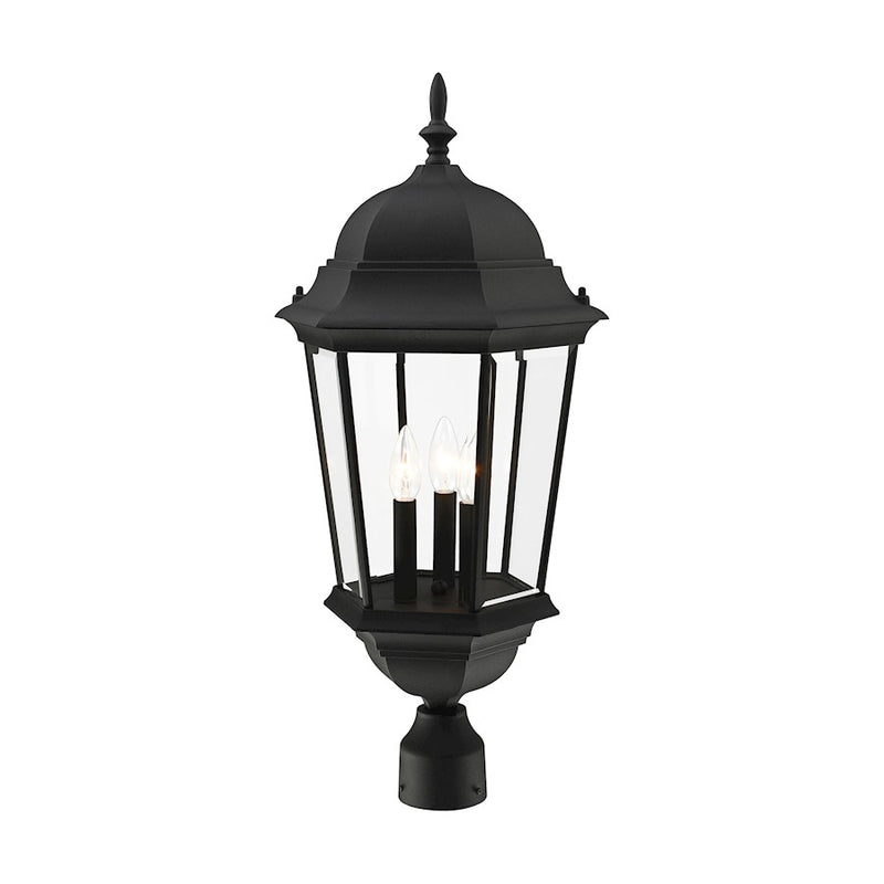 Livex Hamilton 3 Light Large Outdoor Post Top Lantern, Textured Black