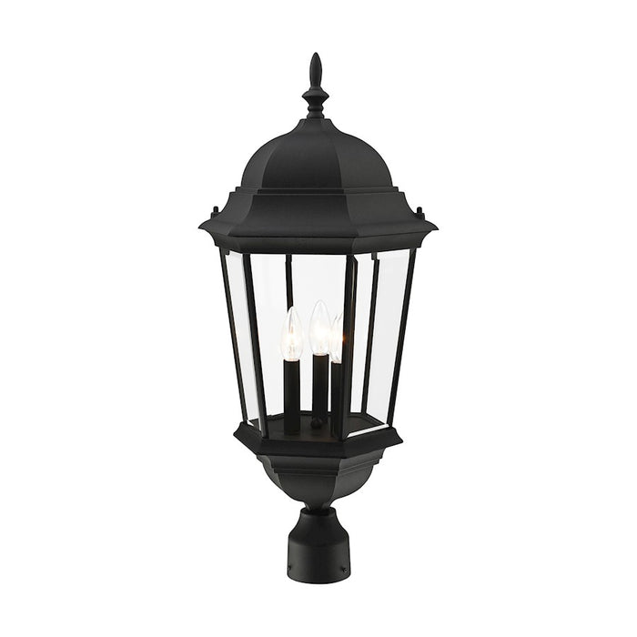 Livex Hamilton 3 Light Large Outdoor Post Top Lantern, Textured Black