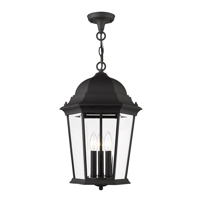 Livex Hamilton 3 Light Outdoor Pendant Lantern, Textured Black