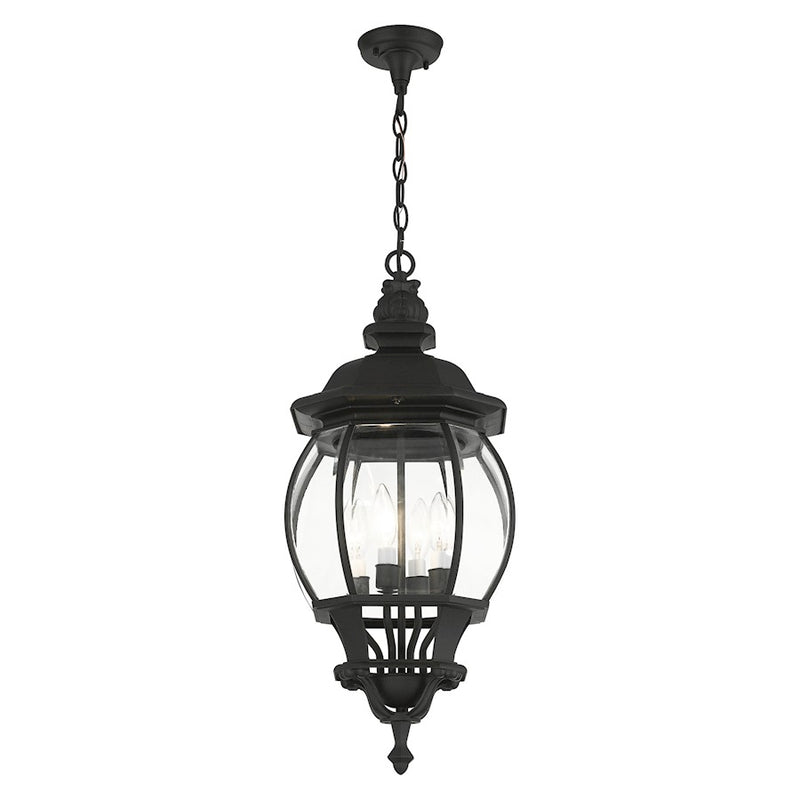 Livex Frontenac 4 Light Outdoor Pendant Lantern, Textured Black
