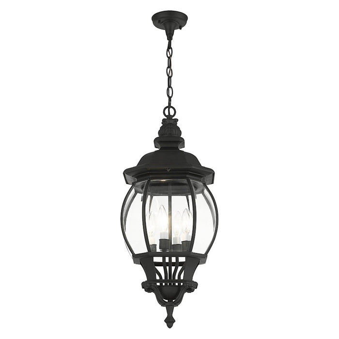 Livex Frontenac 4 Light Outdoor Pendant Lantern, Textured Black