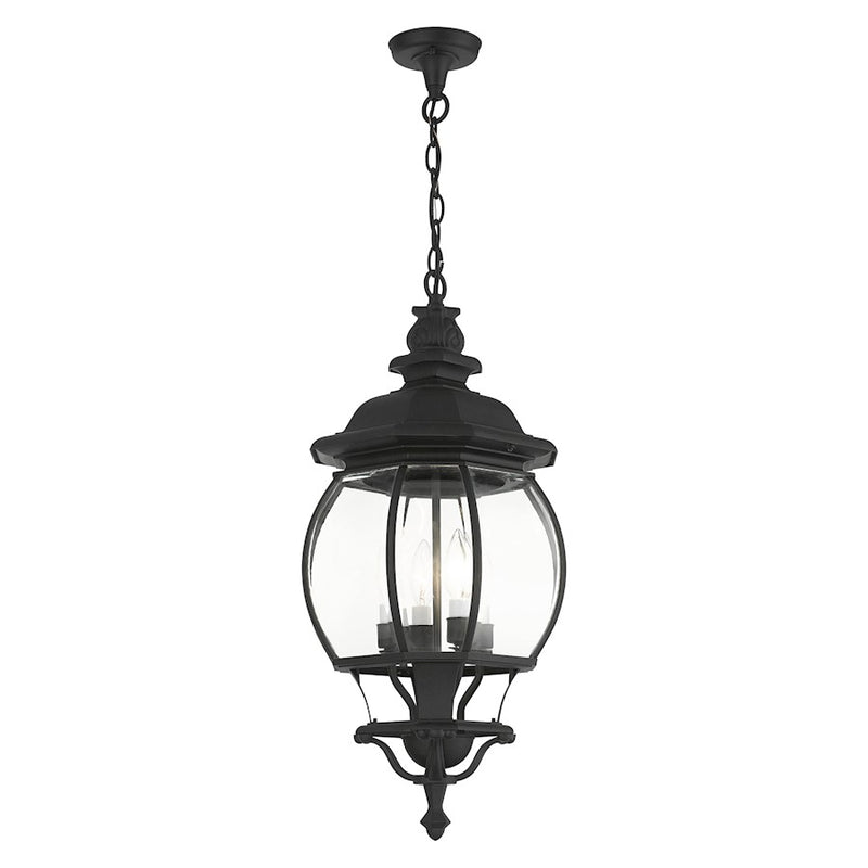 Livex Frontenac 4 Light Outdoor Pendant Lantern, Textured Black