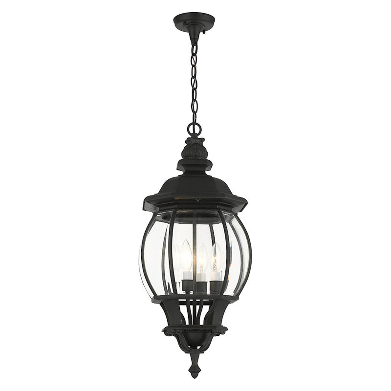Livex Frontenac 4 Light Outdoor Pendant Lantern, Textured Black