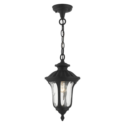 Livex Oxford 1 Light Outdoor Pendant Lantern, Textured Black