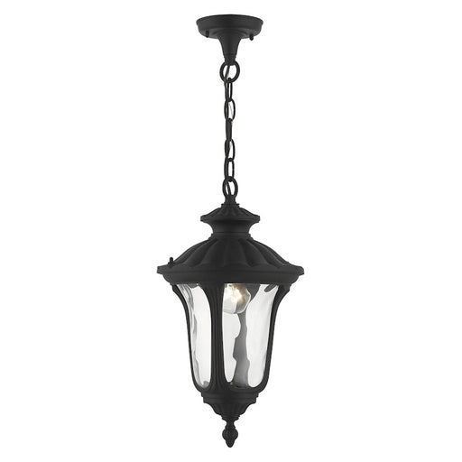 Livex Oxford 1 Light Outdoor Pendant Lantern, Textured Black