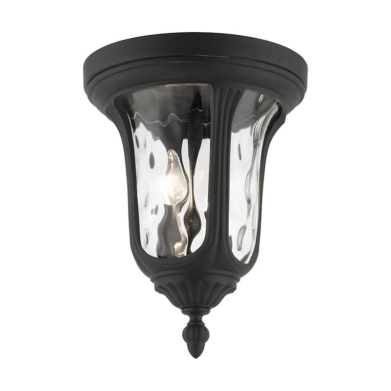 Livex Oxford 2 Light Outdoor Ceiling Mount, Textured Black