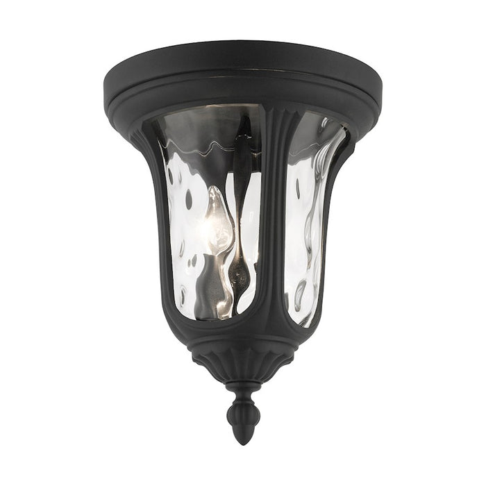 Livex Oxford 2 Light Outdoor Ceiling Mount, Textured Black