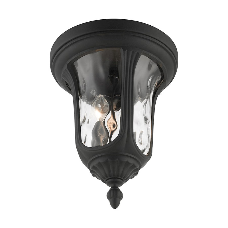 Livex Oxford 2 Light Outdoor Ceiling Mount, Textured Black
