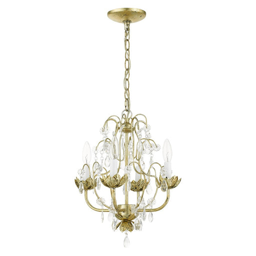 Livex Acanthus 4 Light Chandelier, Winter Gold