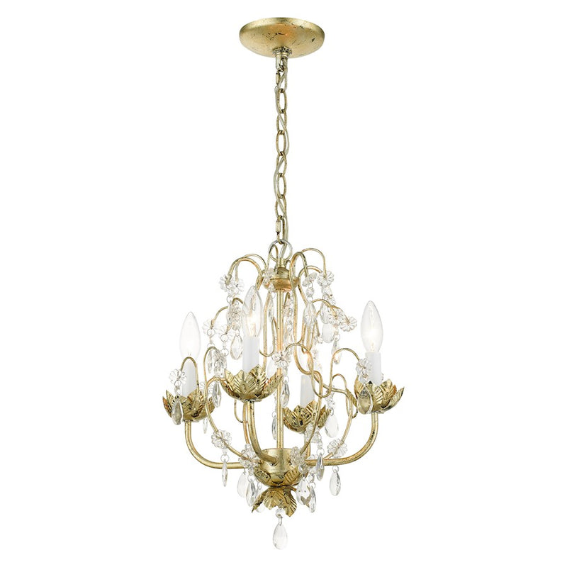 Livex Acanthus 4 Light Chandelier, Winter Gold